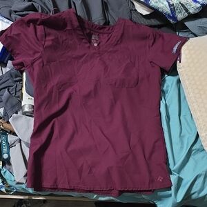 Med Couture Women's Scrub Top in Burgundy